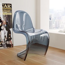 카페 의자 인테리어 체어 디자인 식탁의자 매장 아크릴, 1개, 투명 블루 B