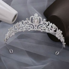 웨딩 티아라 셀프 머리띠 신부 웨딩 왕관 큐빅 공주 진주 액세서리 악세사리 브라이덜 어린이 드레스, 진주큐빅