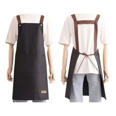 카페 요리 심플 끈조절 생활방수 깔끔한 포켓 H형 다용도 앞치마 장금이앞치마 주방, 아이보리