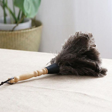 타조 깃털 깃털 먼지봉 먼지털이개 청소용품 집안 먼지제거 핸들형 청소도구, 단일옵션