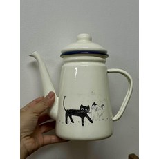 법랑 에나멜 캠핑용 인덕션용 물끓이는 유럽풍 캠핑 예쁜, 1개, 1L, 밝은 염색 고양이 주전자1개 그림1개
