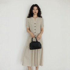 ZAJA 여성 린넨 원피스 루즈핏 도트무늬 롱원피스 데이트룩