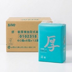 五月花 厚棒抽取式衛生紙 60抽 x 6包 x 12串, 1箱, 【淺綠色】厚棒衛生紙60抽一箱12串, 12個裝, 18cm