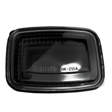 【盒作社】內嵌式單格餐盒211 [整箱400組] 黑色塑膠可微波外帶一次性餐盒, 1個, 內嵌式單格餐盒(底+蓋400組)