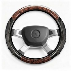 튼튼한 트럭 핸들 커버 44.5-45.7cm(17.5-18인치) 미끄럼 방지 그립이 있는 탄소 섬유 상업용 세미 트럭 버스 및 RV용 XL 휠 프로텍터 (브라운/블랙), 브라운/블랙