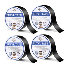 넷리 데크 조이스트 테이프 2인치 50인치 4롤 내후성 방수 데크 지붕용 부틸 자가 접착 플래시, 2"x50x Butyl Black, 4