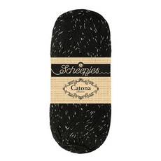Scheepjes Catona Shine 1x50g - 제트 블랙 및 실버 크로셰 및 뜨개질 실, Scheepjes 쉬프예스 Catona Shine 1x