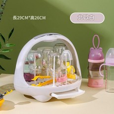 奶瓶收納箱 嬰兒用品防塵帶蓋瀝水架 奶油色旋轉滑蓋, 旋轉滑蓋 北歐白 不帶支架, 旋轉滑蓋 北歐白 不帶支架