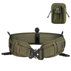 戶外多功能戰術腰封套裝尼龍蛇加厚腰帶，模組化全套腰封，耐磨耐用，戶外運動適用, 軍綠腰封+腰帶+包, 1個