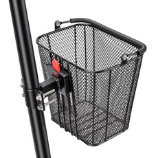 CXWXC 손잡이가 달린 스쿠터 바구니 - E-스쿠터용 퀵 릴리즈 전면 자전거 바스켓 고정 브래킷이 있는 바구니 접이식 자전거 킥 및 무릎 스쿠터에 적합