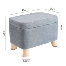 收納凳 儲物凳 穿鞋椅 客廳茶幾凳 沙髮凳 換鞋小闆凳 矮腳方凳, 1個, 淺藍儲物可拆洗長40CM高28