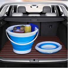 多功能可折疊水桶 10L 洗車/釣魚/收納/露營皆適用, 白蘭色