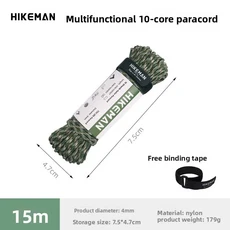 10코어 750파운드 파라코드 15미터 직경 4mm 반사 나일론 파라코드 DIY 로프 야외 캠핑 텐트 액세서리, 01 15m, 09 15m Camouflage, 1개