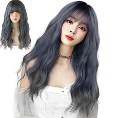 이쁘다샵 가발위드 긴머리 웨이브 패션 여성 통가발 바스카, 블루그라데이션, 1개