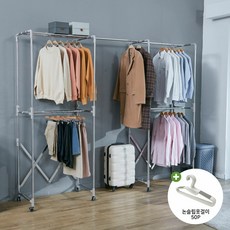 까사마루 키다리 행거 1+1세트+논슬립옷걸이50P, 블랙, 2개