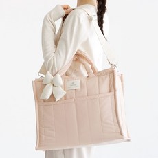 와이엠마마 가벼운 세탁 편한 방수 기저귀가방 빅윰백 스퀘어 패딩, 핑크