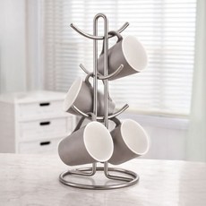 슬림키친 스테인리스 주방 컵걸이 타워형, 1개, 실버