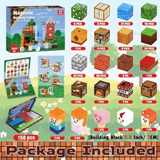 新款磁力積木方塊DIY搭建我的世界森林場景磁力拼裝玩具積木, 027#大動物之家【150pcs】, 1個