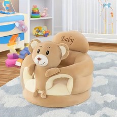 봉제인형 플러시 베이비 서포트 시트 동물 모양 유아 앉기 의자 등받이 및 팔걸이 포함 부드러운 충전재 베이비 소파 시트 앉기 배우기 용 유아 바닥 쿠션 의자 남아와 여아를 위한 완, 3)갈색 곰