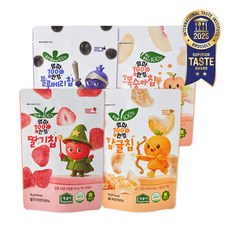 [영글어농장] 국내산 엄마만점 동결건조 과일칩 4팩 (설아복숭아 딸기 감귤 블루베리), 4개, 15g