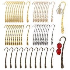 GLOBLELAND 50피스 5가지 색상 합금 책갈피 금속 헤어핀 후크 마커 엠보싱 성인용 책 독서 애호가 선물