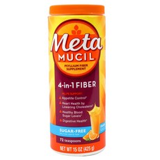 Meta MUCIL 4合1無糖洋車前子膳食纖維粉 柳橙口味, 1個, 425克