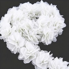1m 시폰 레이스 원단 스트랩 장식 꽃 리본 공예품 부직포 받침대, 1개, white 1개, white
