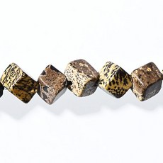 【杰鴻】黃圖畫石立方體對角孔4MM寶石珠珠DIY手工材料，天然石材，簡約立方體，輕鬆打造獨特風格飾品, 1個, 4MM