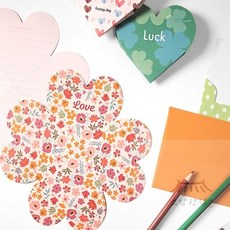 소망상점 하트크로버 폴딩 편지지 편지세트, 플라워러브