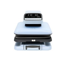 東日 全自動電動平板熱轉印印花機 服裝T恤壓燙機器 200kg高壓力 雙管雙控, 38*38藍色
