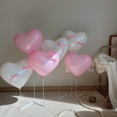 현재의태도 하트풍선 발레코어 리본 스탠드 세트, 1세트, 2. 핑크러블리핑크