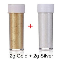 1WITH 15g/병용 금색 은가루 반짝이 무스 케이크 베이킹 색상 장식용품, 12 2g Gold 2g Silver, L. L. 2g Gold 2g Silver