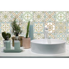 IRI-GIRI 24피스 팩 (10.2 x 10.2cm(4 x 4인치)) 아트 다양한 필 앤 스틱 벽 스티커 백스플래시 비닐 방수 탈착식 타일 스티커 데칼 욕실 및 주방용, Eastern Fution