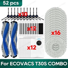 Ecovacs Debot T30S PRO OMNI 콤보 액세서리와 호환 가능 메인 사이드 브러시 필터 먼지 봉투, 09 Set F