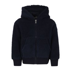 몽클레르 앙팡 로고 아플리케 시어링 후드 재킷