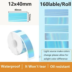 2 롤 12*40mm 홀로그램 라벨 스티커 life P15 P12 P11 D30 Q30S 프린터 방수 자체 접착 열전사 용지 Blue 2roll, 1개