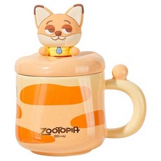 StarR 주토피아 뚜껑 머그컵 350ml, 1개, 오렌지닉