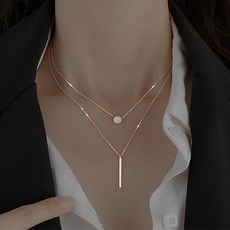 로맨틱펄 크리스탈 큐빅 두줄 레이어드 여성목걸이 체인 파티목걸이
