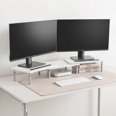 퍼플래빗 듀얼 모니터 받침대 각도 높이조절 3단, 화이트