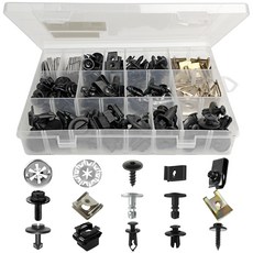 자동차 패스너 차량용 엔진 언더커버 고정 클립 세트 열 차폐 클립 U형클립 194개 세트 혼합 자동차정비고정품, 1개