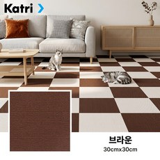 ZOZI 타일 카페트 층간소음방지 미끄럼방지 퍼즐 털러그 사계절 접착식 놀이 매트 DIY 강아지 고양이 카펫 북유럽 침실 거실 러그, 10개, 브라운