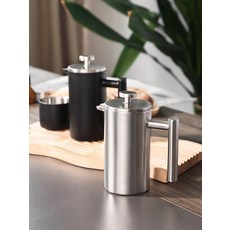 원두커피머신 스테인리스 304 스틸 커피메이커 이중단열 드립세트 핸드드립용품, O_750ML 석묘 백죽목 손잡이, 1개, 750ml