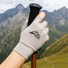 레브모 미끄럼방지 오픈핑거 사계절 등산장갑, 1개, 그레이