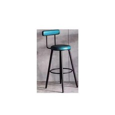 북유럽 바 체어 창가 철제바 의자 등받이 인테리어, 65cm 블루 가죽