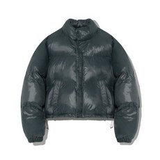 코드그라피 CGP (우먼) WAVE 로고 Hype 글로시 컬러링 크롭 푸퍼_딥그린