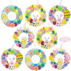 FOPINOA 폼 부활절 공예 8세트 부활절 공예 키트 폼 스티커 부활절 폼 공예 DIY 폼 부활절 스티커 예술 및 공예 어린이 휴일 활동 부활절 날 파티 용품 홈 데코 43, FOPINOA 폼 부활절 공예, 8세트 부활절 공예 키