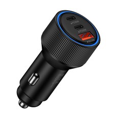 ANNIBER 78W C타입 3포트 PD30W+PD30W+QC18W 자동차 시거잭 차량용 고속 충전기, 블랙, BS241001, 1개