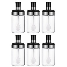 유리 스푼 양념통 6p세트 조미료통 양념병 스푼포함, 6개, 스푼 양념병