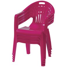 플라스틱의자 팔걸이의자 행사 편의점 포장마차 간이용 보조 4개, 핑크
