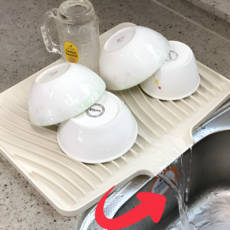 한솔템 완벽 물빠짐 실리콘 식기 건조매트, 1개, 아이보리, 1단